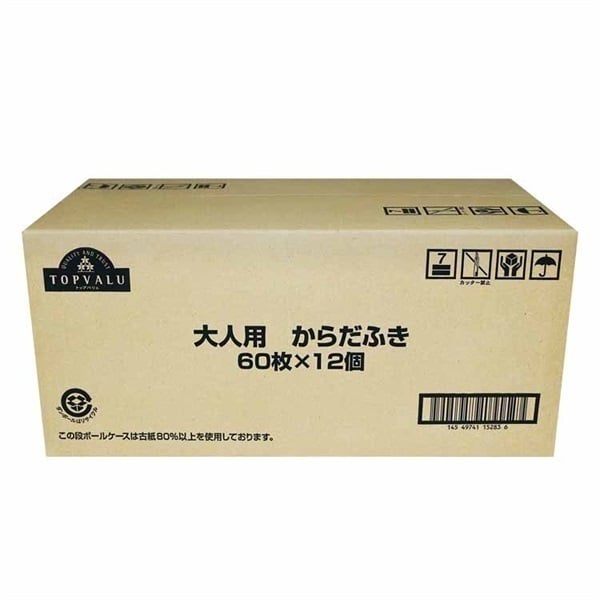 トップバリュ 大人用からだふき 60枚 タイプ:60枚×12