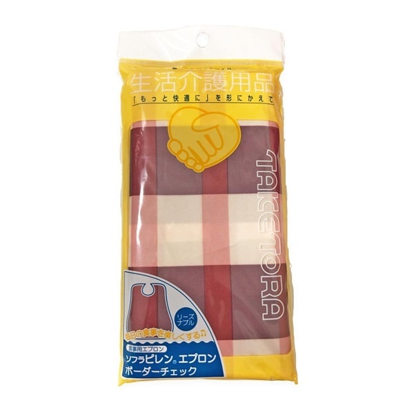 ソフラピレン エプロン ボーダーチェック 1枚 竹虎 カラー:ピンク