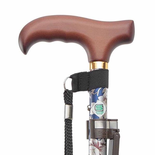 ベーシック 折りたたみ杖 フジホーム カラー:花柄青