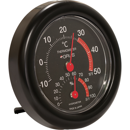 小型アナログ温湿度計GRS110-BK