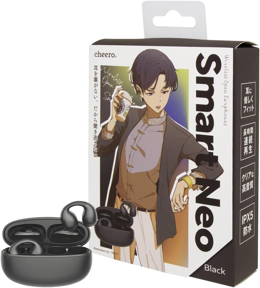 cheero Wireless Open Earphones Smart Neo ブラック(CHE-646-BK)