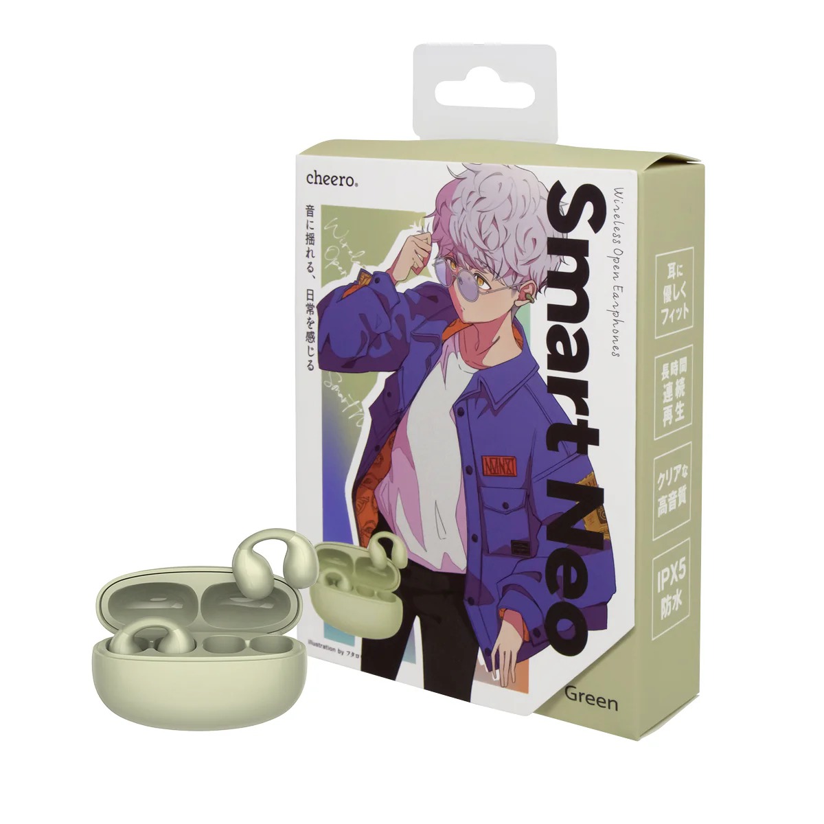 cheero Wireless Open Earphones Smart Neo グリーン(CHE-646-GR)
