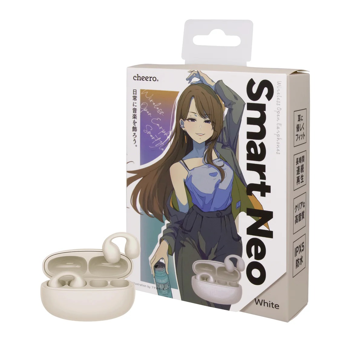 cheero Wireless Open Earphones Smart Neo ホワイト(CHE-646-WH)