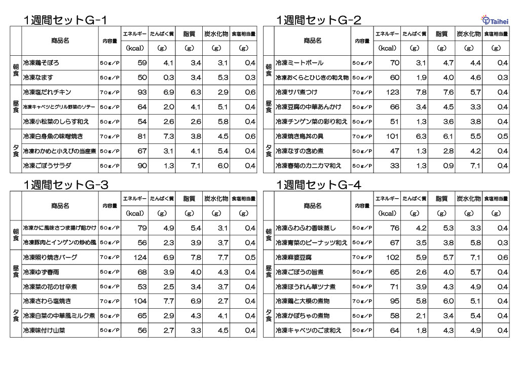 【冷凍】やさしいムース食1週間セットG(タイヘイ)