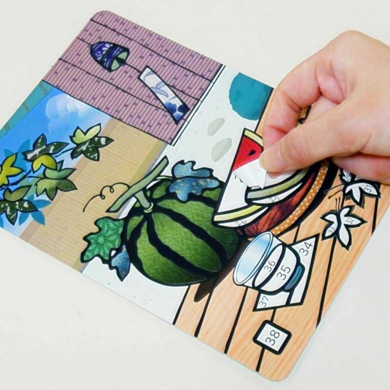 【クラフトキット】季節のシールはり絵・夏の縁側（８月）