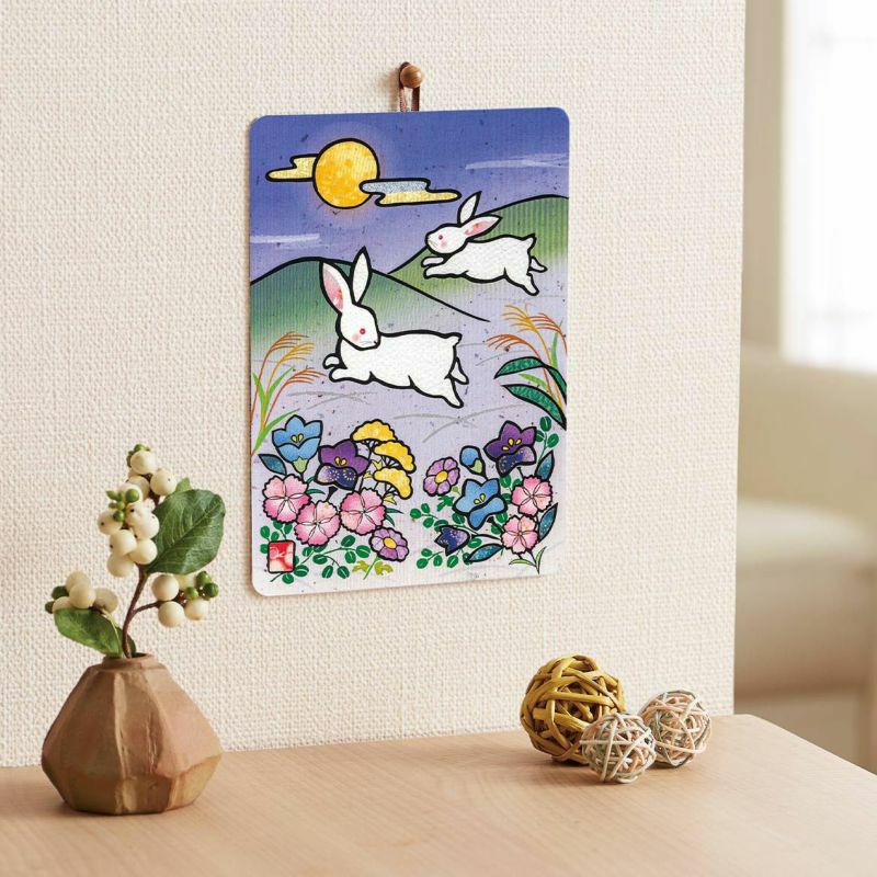 【クラフトキット】季節のシールはり絵・十五夜跳ねうさぎ（９月）