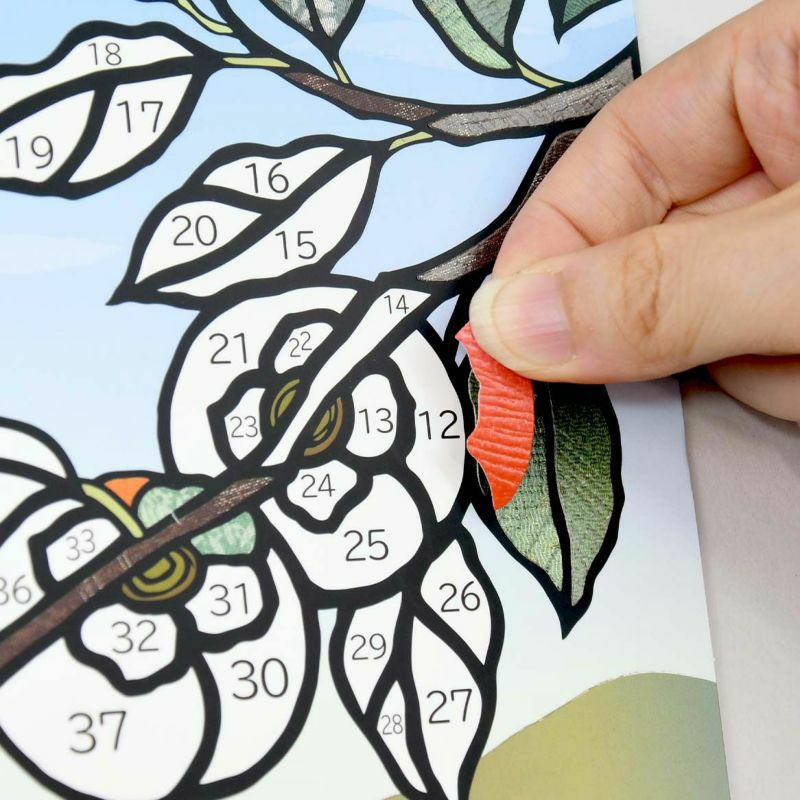 【クラフトキット】季節のシールはり絵・柿と田んぼ（１０月）