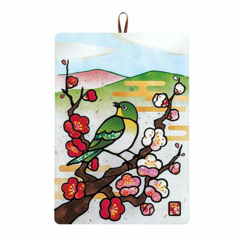 【クラフトキット】季節のシールはり絵・メジロと紅白梅（２月）