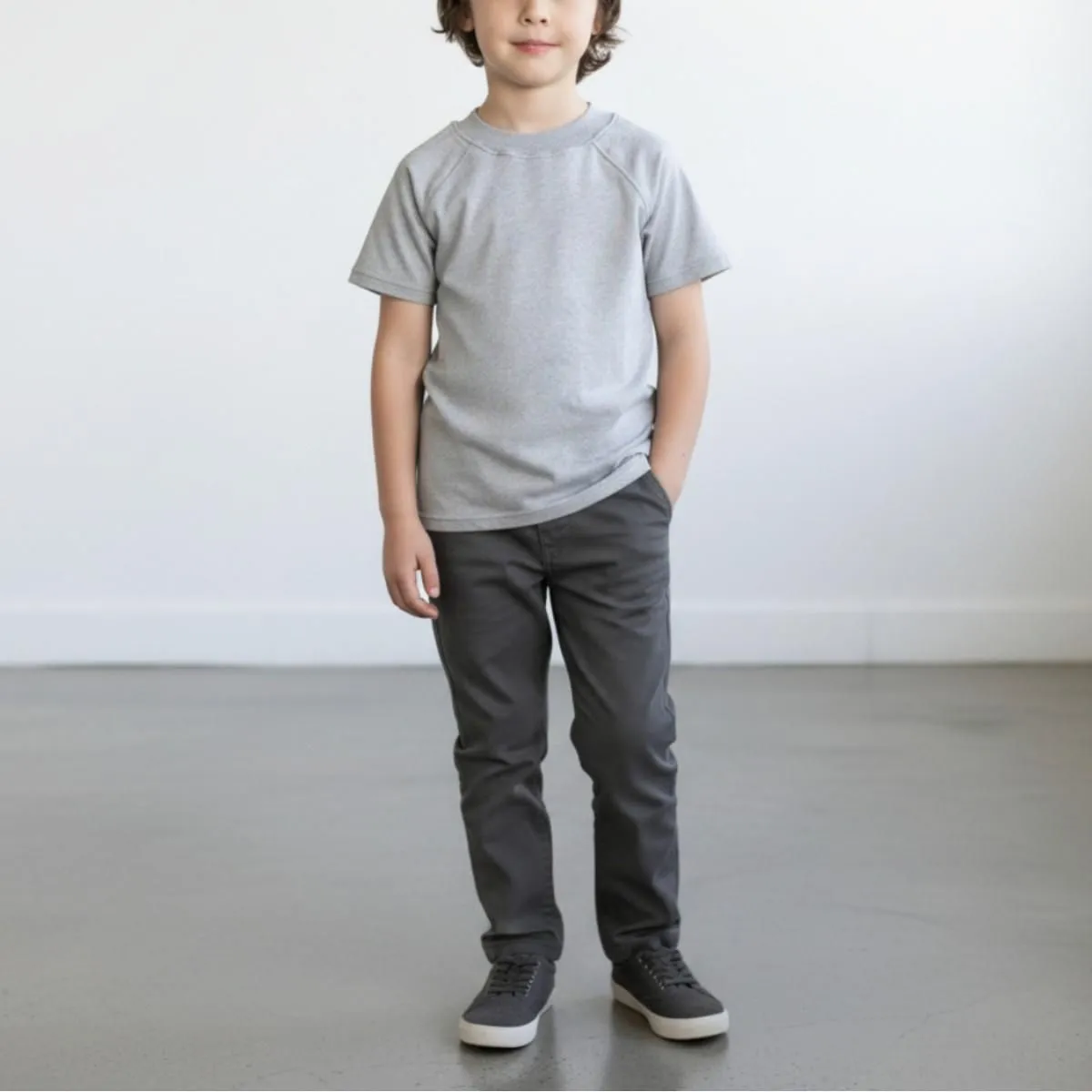 Kids 着脱名人　前後表裏無しインクルーシブ（子供 半袖シャツ）