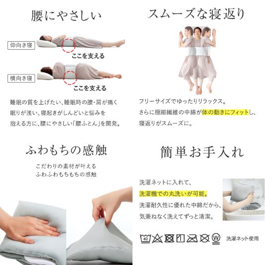 就寝時の腰にかかる負担を軽減 お医者さんの腰futon