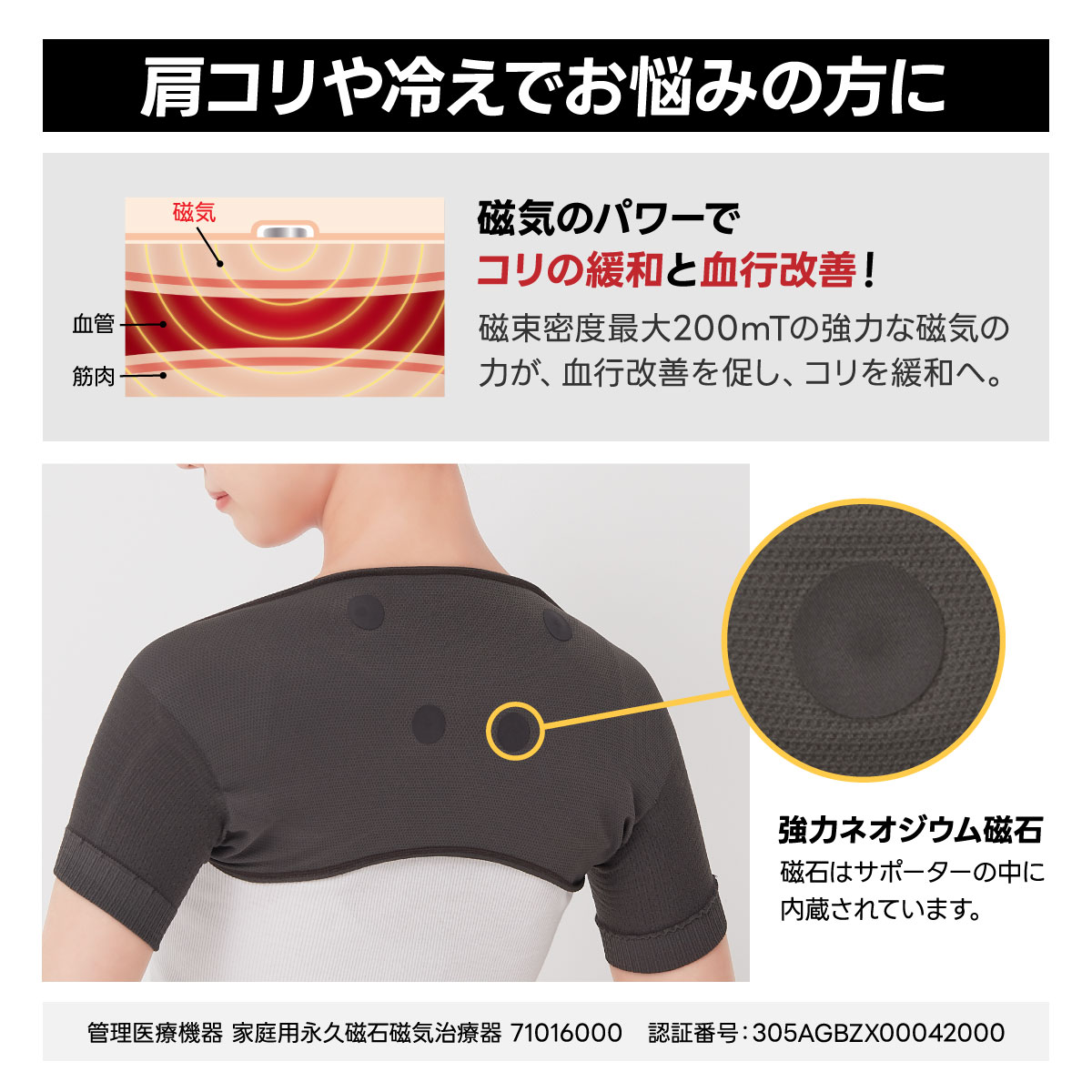 セルヴァン 管理医療機器 マグネリラックス血行改善サポーター 肩用 メンズ レディース