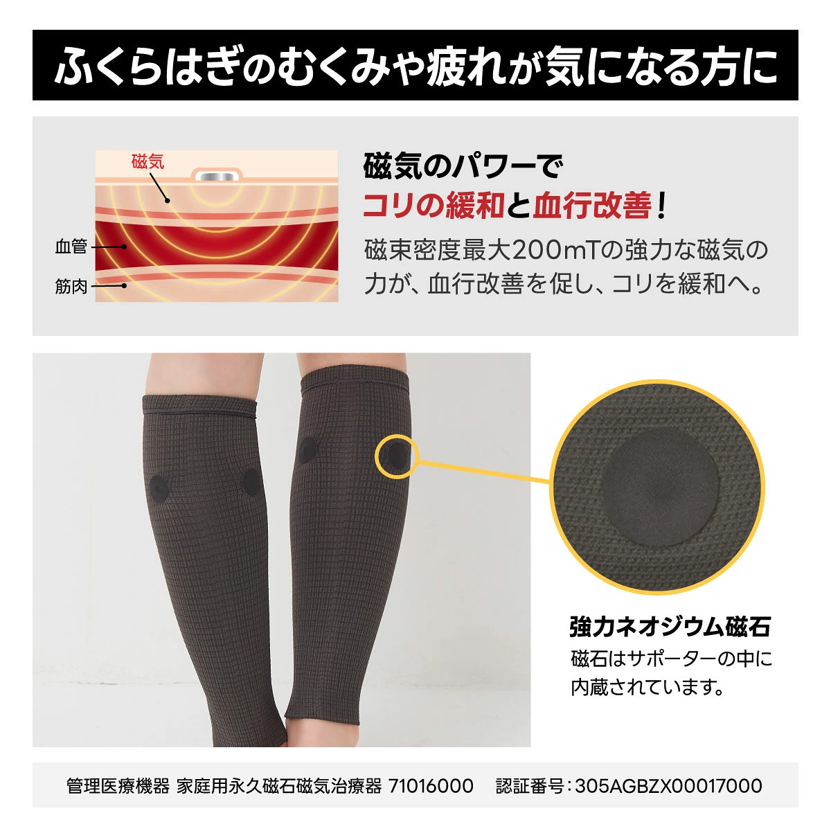 セルヴァン 管理医療機器 マグネリラックス血行改善サポーター ふくらはぎ用 2枚 メンズ レディース