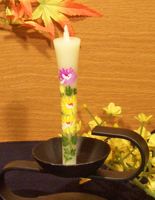 絵ろうそく3号2本入り菊手描き