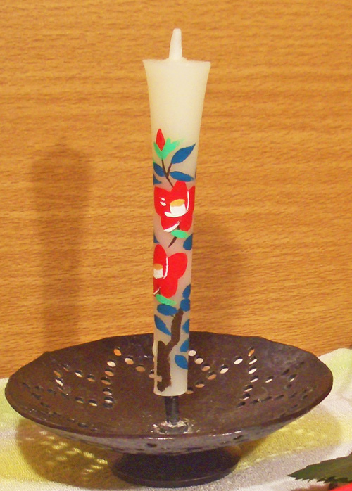 絵ろうそく3号2本入り椿手描き