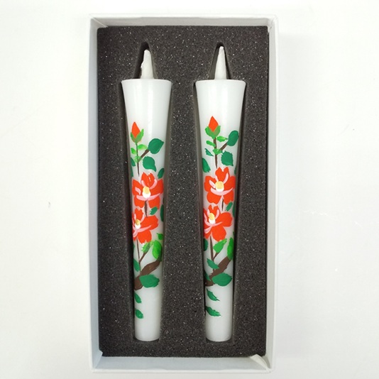絵ろうそく3号2本入り椿手描き
