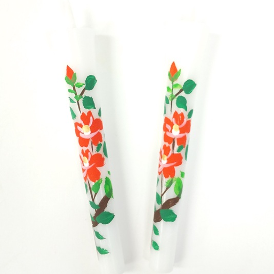 絵ろうそく3号2本入り椿手描き