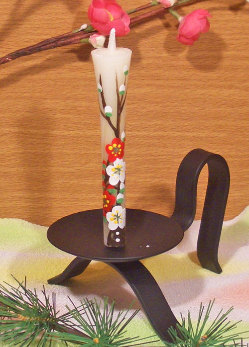 絵ろうそく3号2本入り梅手描き