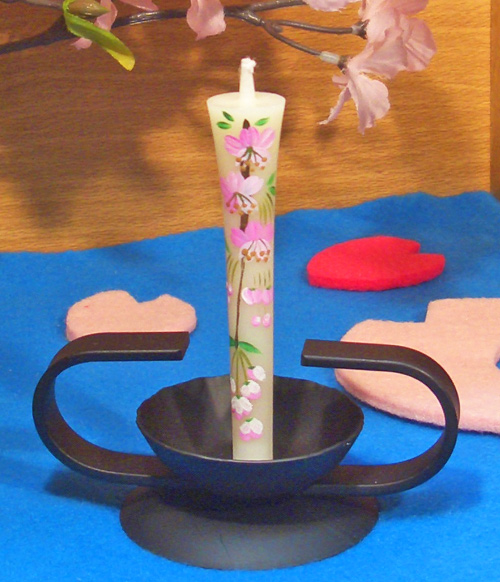 絵ろうそく3号2本入り桜手描き