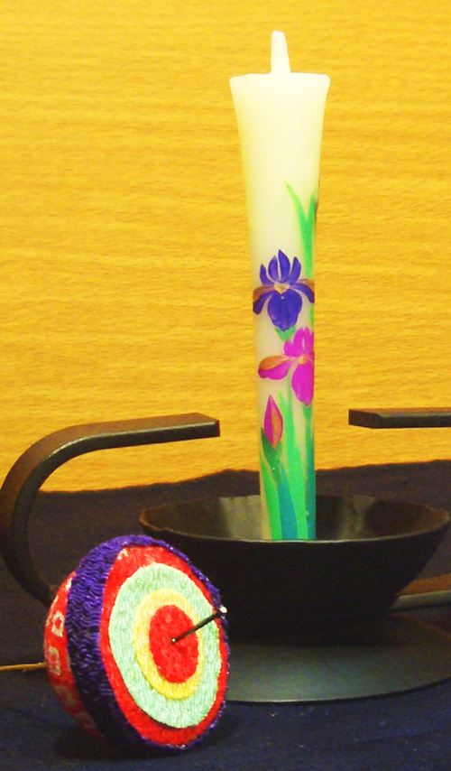 絵ろうそく3号2本入りあやめ手描き