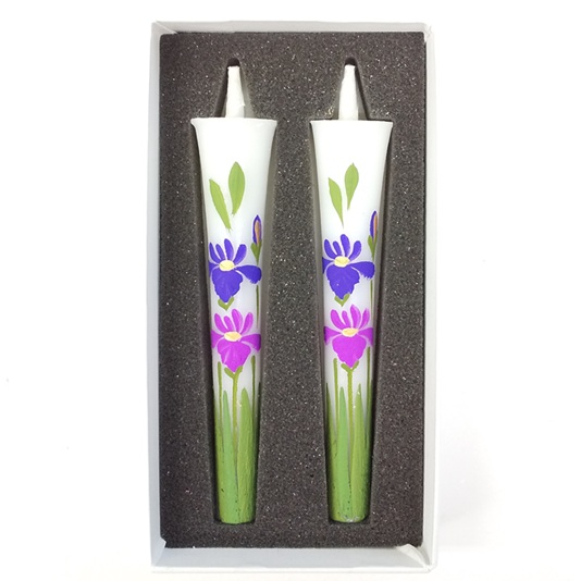 絵ろうそく3号2本入りあやめ手描き