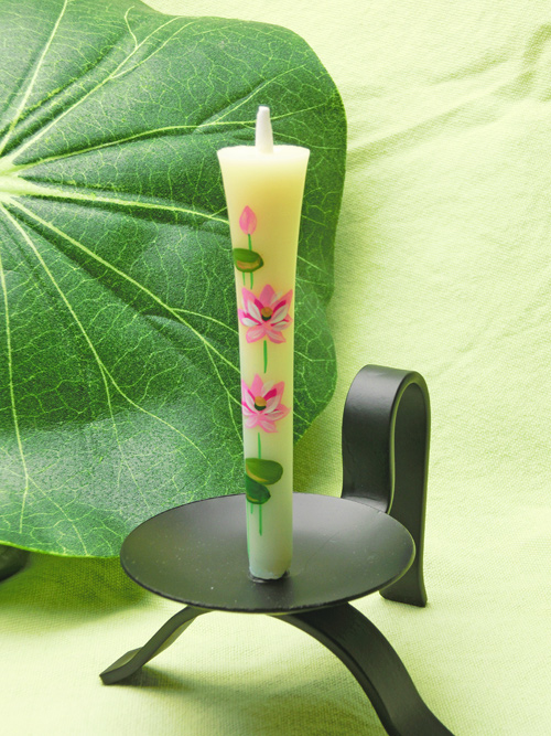 絵ろうそく3号2本入りハス手描き