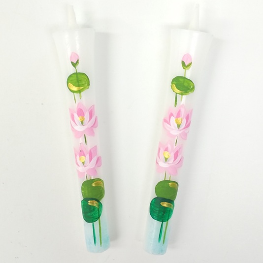 絵ろうそく3号2本入りハス手描き