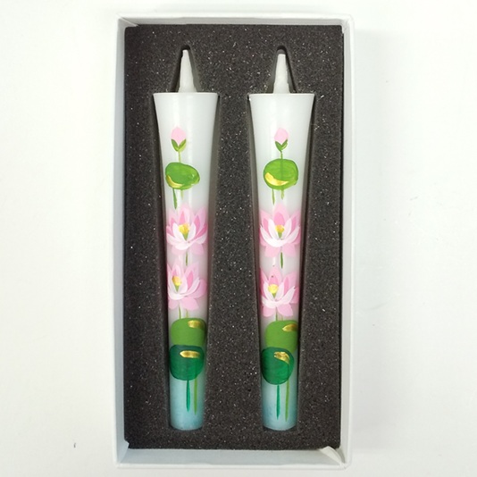 絵ろうそく3号2本入りハス手描き