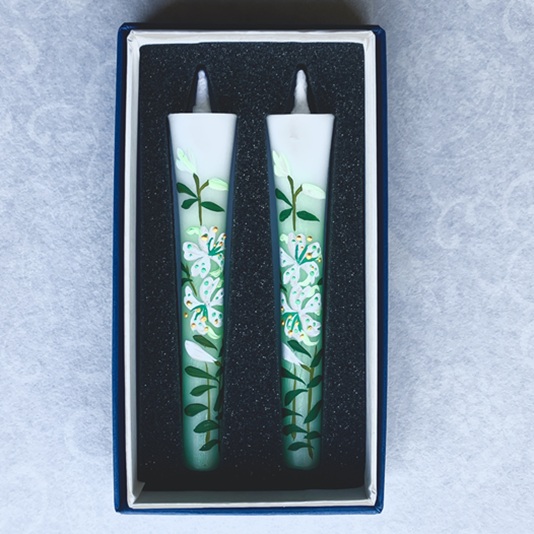 絵ろうそく3号2本入り白ゆり手描き