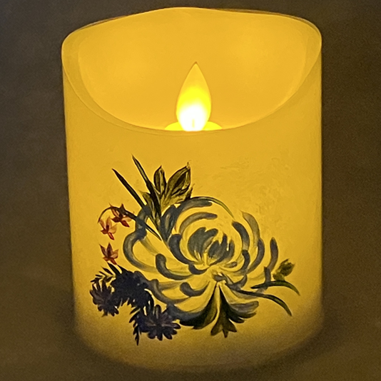 灯ととなり手描き　白菊　LEDろうそく