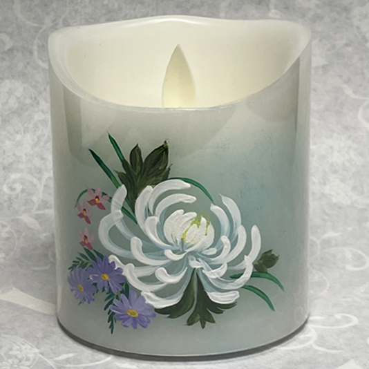 灯ととなり手描き　白菊　LEDろうそく