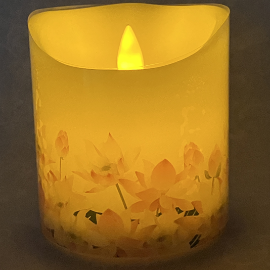 灯ととなり転写　ハス　LEDろうそく