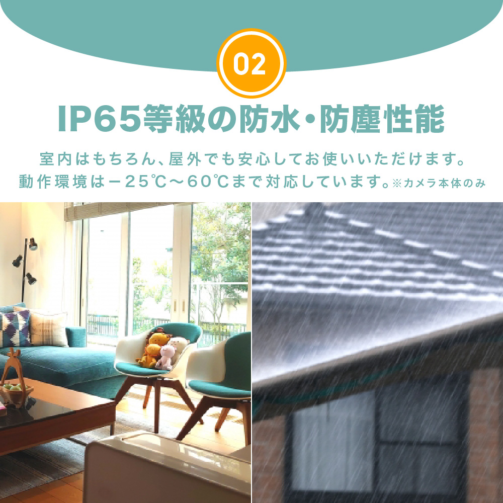 屋内外対応 防犯・見守りネットワークカメラ IP65