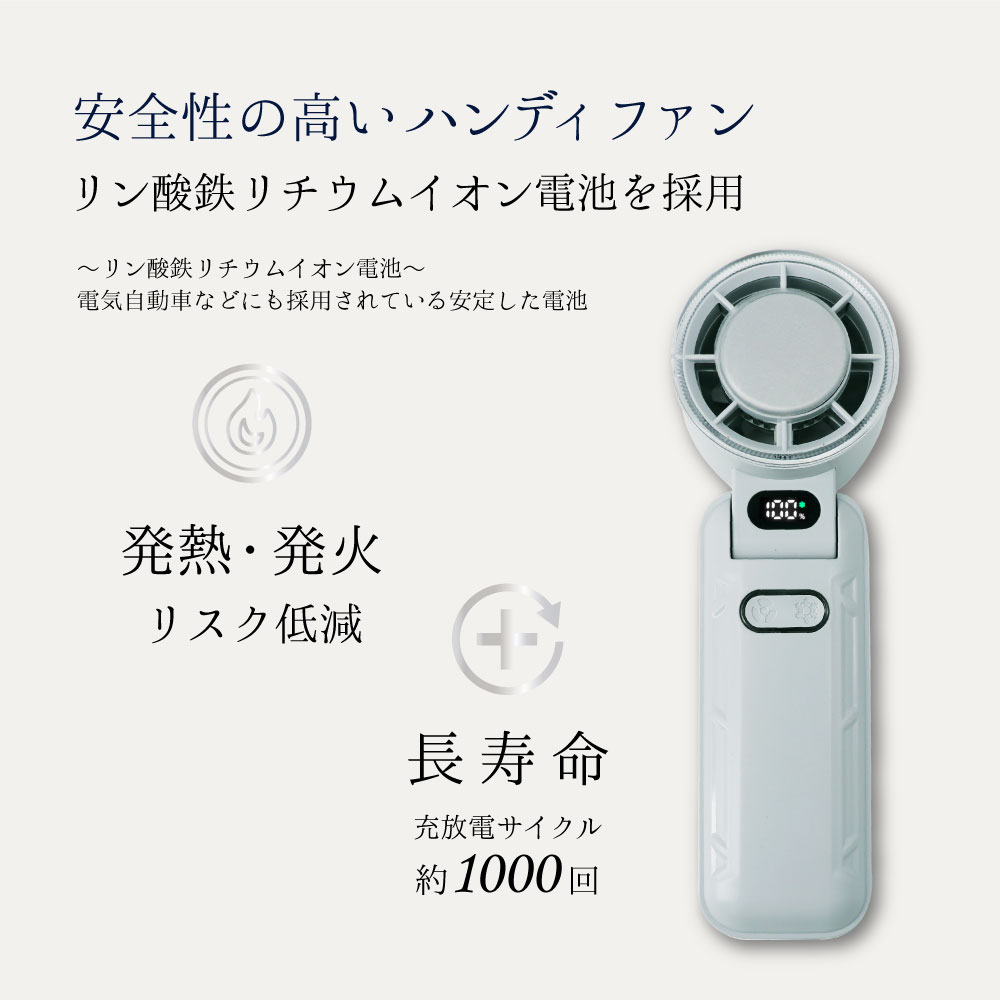 リン酸鉄仕様 長寿命 ICEプレート＆液晶表示付ハンディファン