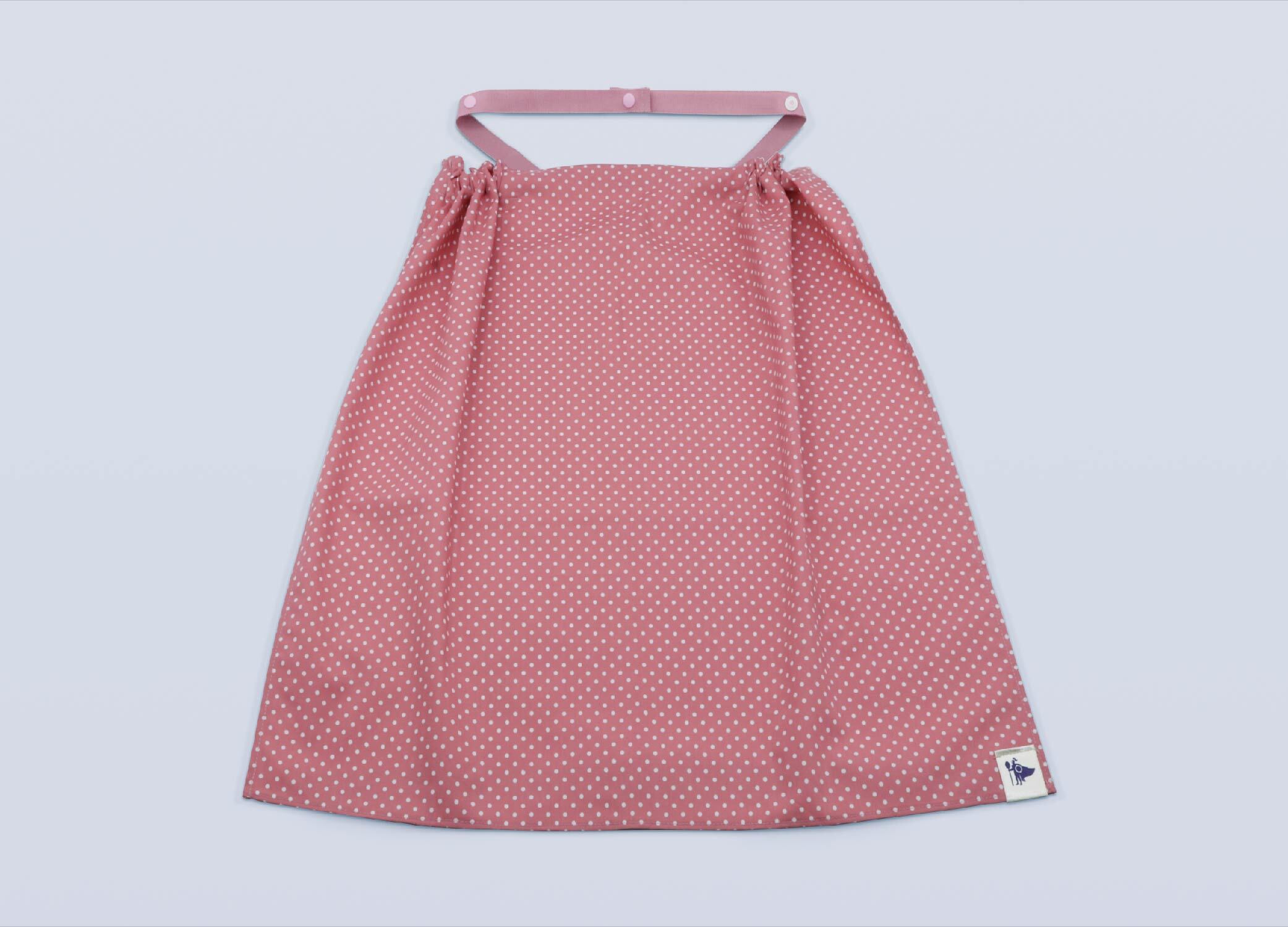 お食事エプロン エプロンになるハンカチ 布帛の騎士｜外食用 汚れ防止 携帯エプロン 日本製 ドット柄ピンク