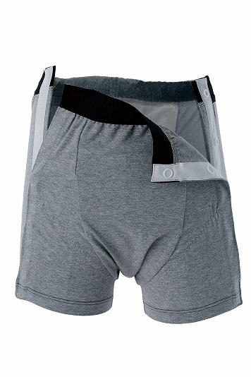 パッド対応左右開閉式ホルダーパンツ「LaSiQu」男性用（SS～LL/グレー）