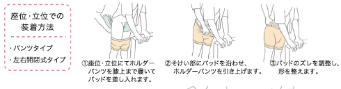 パッド対応「イフ・イフ」左右開閉式ホルダーパンツ男女共用（S～L/ラベンダー）