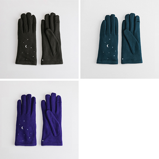 【WOMEN】夜空刺繍ジャージグローブ / タッチパネル対応