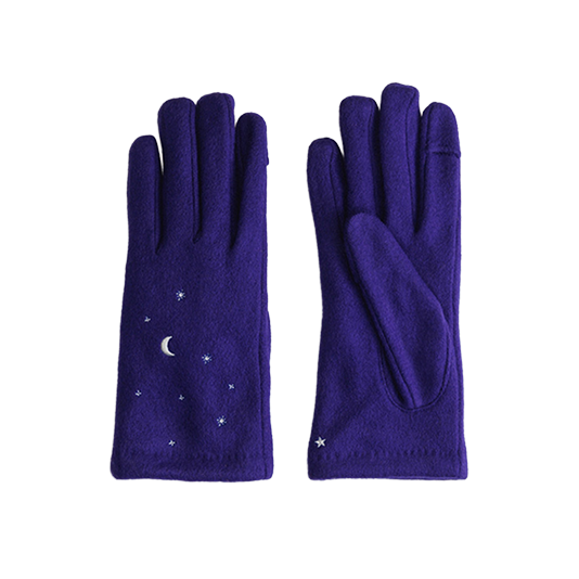 【WOMEN】夜空刺繍ジャージグローブ / タッチパネル対応