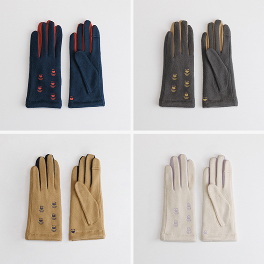 【WOMEN】チューリップ刺繍ジャージグローブ  / タッチパネル対応