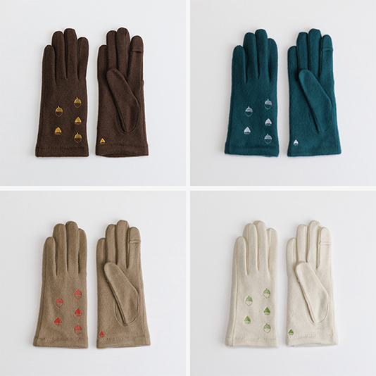 【WOMEN】どんぐり刺繍ジャージグローブ  / タッチパネル対応