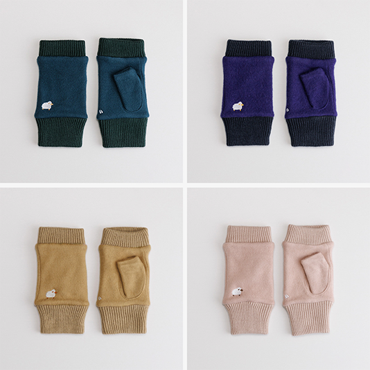 【WOMEN】ひつじ刺繍フィンガーレスジャージグローブ