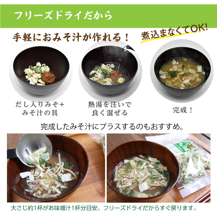 広島県産　フリーズドライみそ汁の具　5袋セット